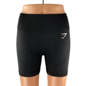 Gymshark Womens Black Mid Rise Yoga Workout Running Athletic Biker Shorts Size S